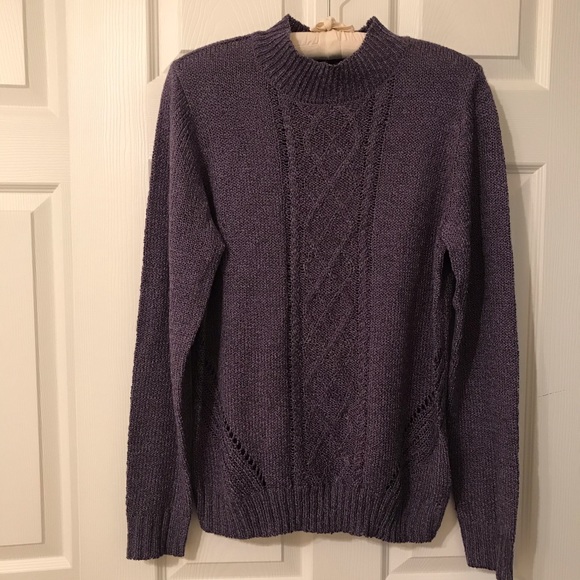Carolyn Taylor Purple Cable Sweater Size Medium - Picture 3 of 15
